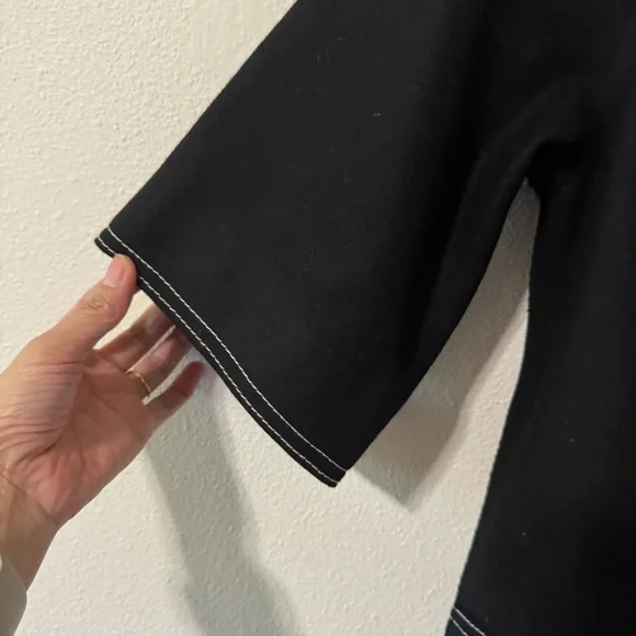 COS Topstitched Wool-Cashmere Dress Black Mini Short Sleeve Contemporary NWT-2 - Picture 8 of 13